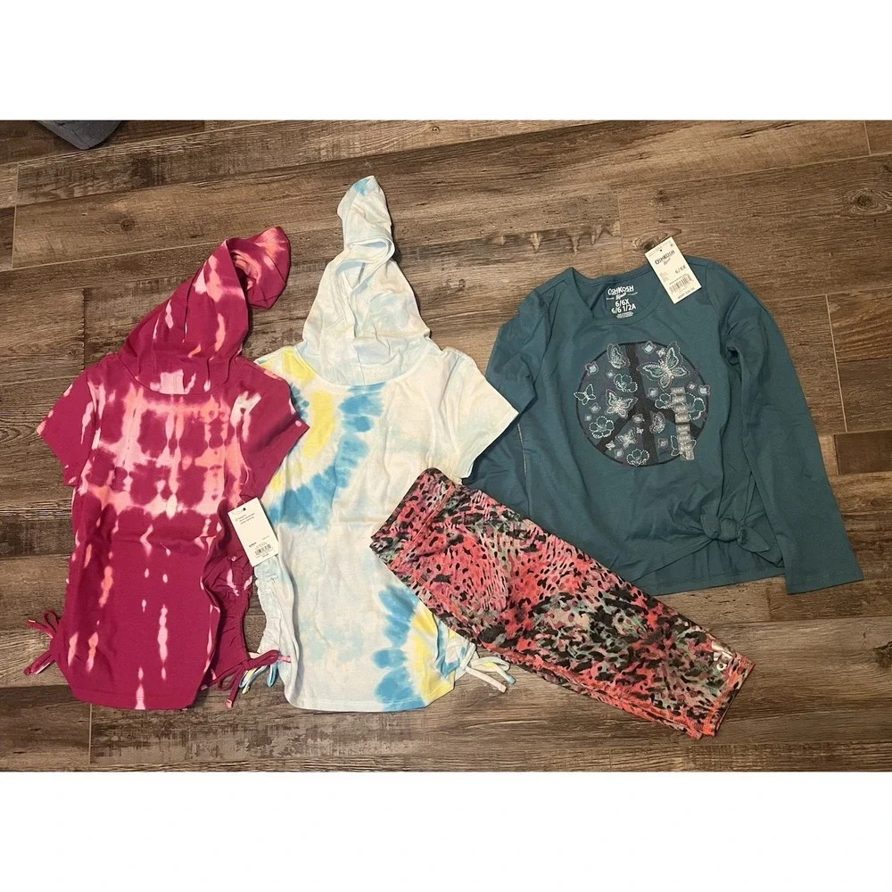 Girls Lot OshKosh Hooded Tunic Tops Adidas Pants Size 6 6X 7 New